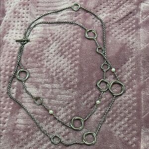 David Yurman Silver Necklace with Circle Accents. 45”